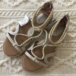 B.O.C. Metallic Gold Braided Gladiator Sandals